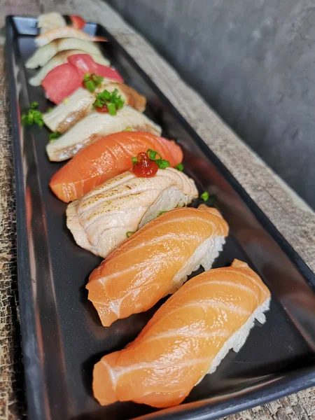 Japans Eten Sushi Van Zalm Tonijn Sushi — Stockfoto