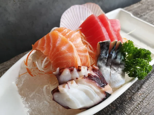 Set Sashimi Mariscos Crudos —  Fotos de Stock
