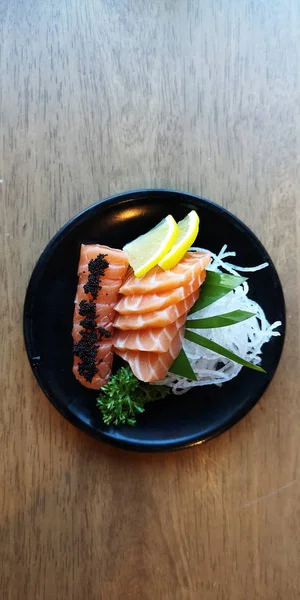 Close Plak Zalmsashimi Japans Eten — Stockfoto