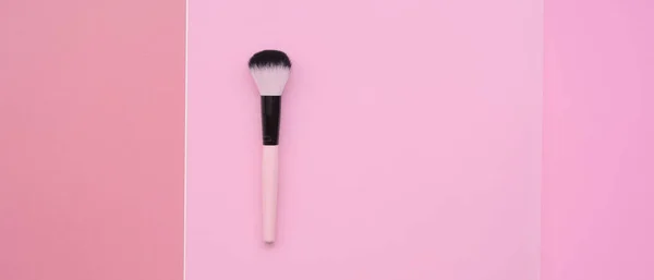 Conjunto Pincéis Maquiagem Fundo Rosa — Fotografia de Stock