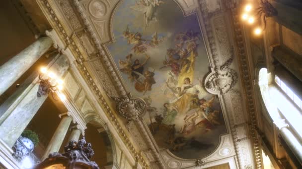 Beautiful Mural Stockholm Palace Ceiling — Stock Video
