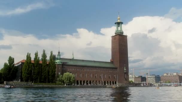 Мэрия Стокгольма Стокгольм Швеция Невероятно Старый Красивый Город — стоковое видео