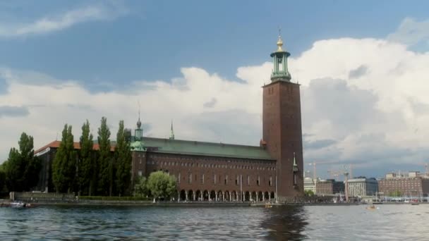 Vackra Stadshuset Stockholm Sverige Otroligt Gammal Och Vacker Stad — Stockvideo