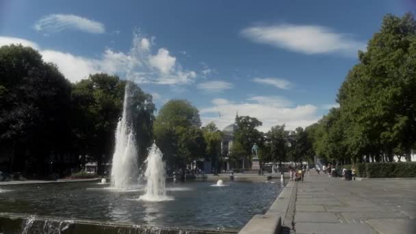 Fontes Oslo Park Noruega Belo Centro Oslo Noruega — Vídeo de Stock