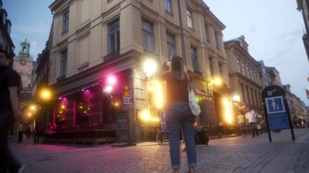 Estocolmo Suecia Julio 2018 Street Corner Hermosa Estocolmo Suecia Estocolmo — Vídeo de stock