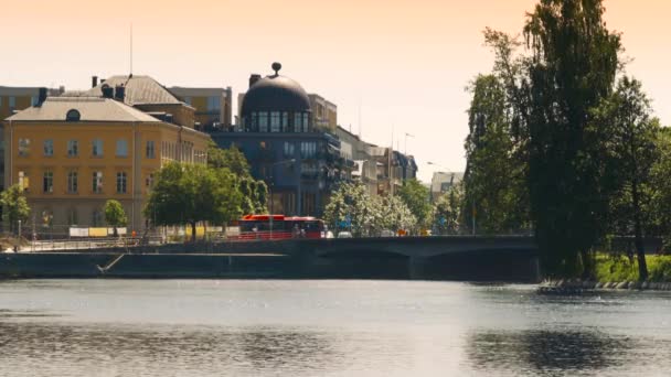 Karlstad Ist Eine Kleine Stadt Schweden — Stockvideo