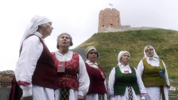 리투아니아 빌뉴스에서에서 그들은 노래와 축제에 그들의 기념일을 — 비디오