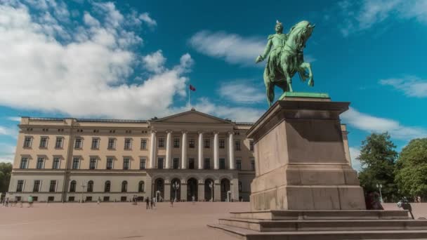 Een Time Lapse Van Het Koninklijk Paleis Oslo Noorwegen — Stockvideo