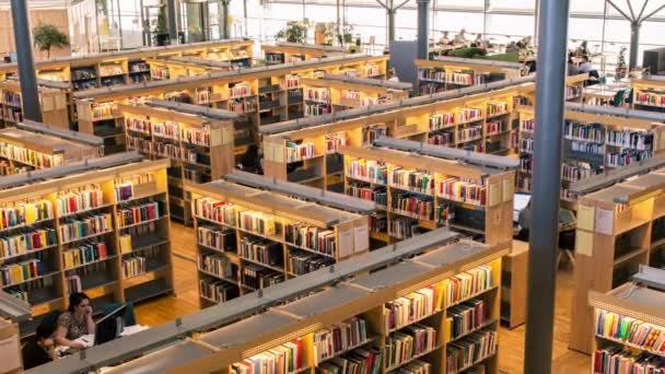 Esta Moderna Biblioteca Universitaria Estaba Llena Estudiantes Que Estudiaban Para — Vídeo de stock