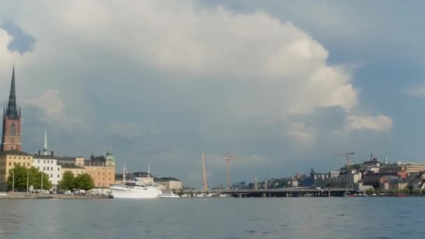 Stockholms Skyline Vom Meer Aus Stockholm Schweden Ist Eine Unglaublich — Stockvideo