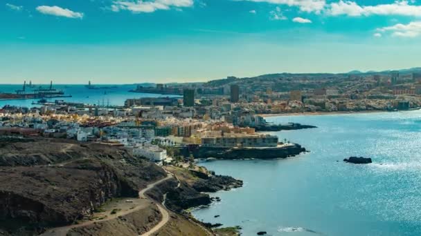 카나리아는 아프리카의 떨어져 스페인 소유의 카나리아 제도의 유럽의 관광지 그것의 — 비디오