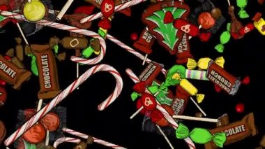 Bu animasyon Candy arka planı el yapımı photoshop ile çizilmiş ve After Effects filminde canlandırılmıştır. Herhangi bir proje için mükemmel.