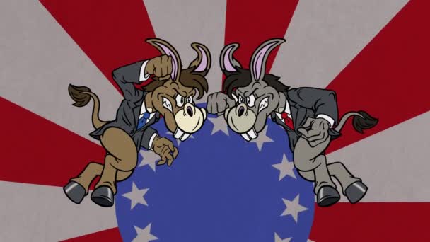 Animated Political Cartoon Perfect Any Upcoming Election Policy Struggle American — Stock Video