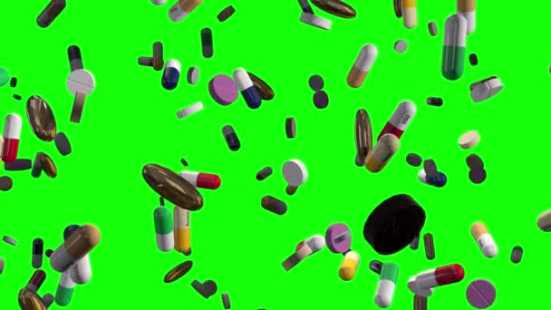 Tato Sada Animovaných Pilulek Ideální Pro Každý Projekt Diskutující Medicíně — Stock video