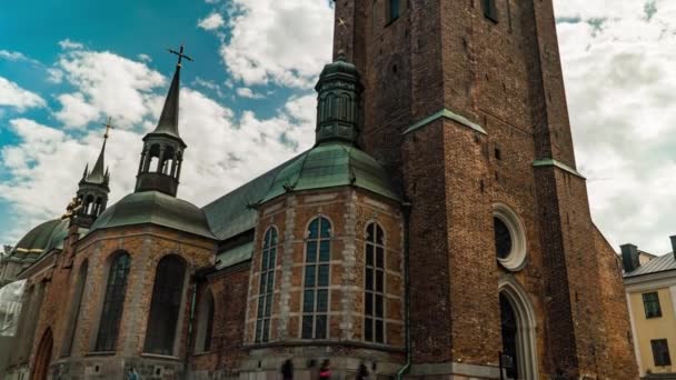 Lapso Tiempo Iglesia Riddarholmen Estocolmo Suecia — Vídeos de Stock