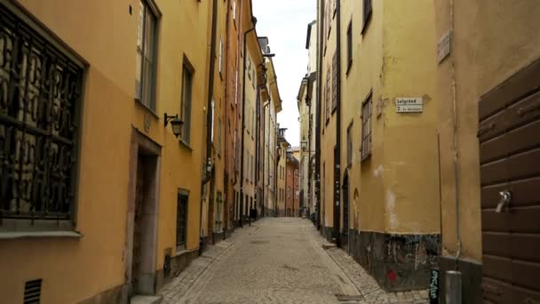 Casco Antiguo Estocolmo Suecia Una Hermosa Zona Con Arquitectura Clásica — Vídeos de Stock