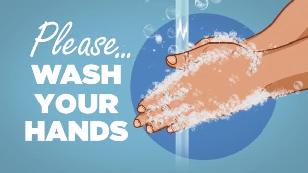 Kérlek mosd meg a kezed animáció — Stock videók