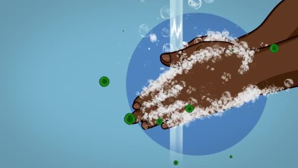 Bitte Hände waschen Coronavirus Animation Dunkle Haut — Stockvideo