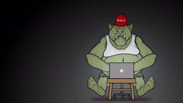 No alimente a los trolls de ala derecha Animación Off Center — Vídeo de stock