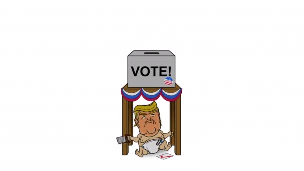 Trump Rigging 2020 Pemilu Kartun Animasi pada Putih — Stok Video