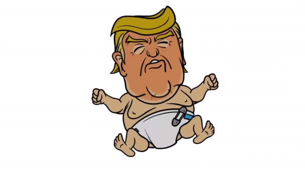 Crying Baby Trump Loop Animation with Alpha matte — Stock Video