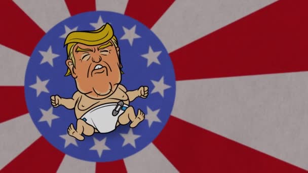 Llorando bebé Trump Loop Animación Off Center — Vídeos de Stock