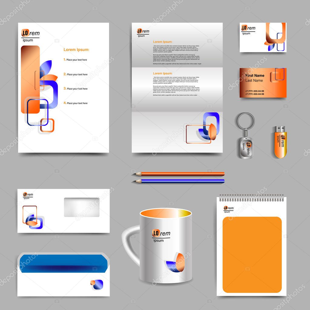Corporate identity template with color elements. Vector company style for brandbook and guideline. EPS 10