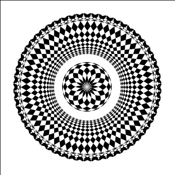Çok renkli desenli parlak geometrik bir mandala. Simetrik tasarım enerji ve ahenk yayar, keskin açıları ve akış eğrilerini bir kaleydoskop renginde birleştirir..