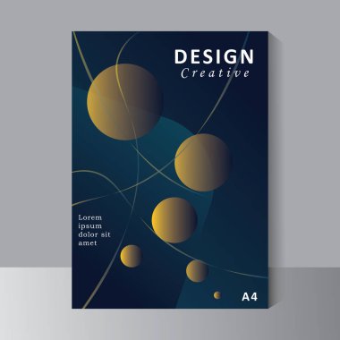 Modern kitap kapağı şablonu mavi ve sarı renkli, daire şekilleri astract Broşür şablon tasarımı, kapak tasarımı, yıllık rapor, dergi reklamları, broşür A4 boyutunda,