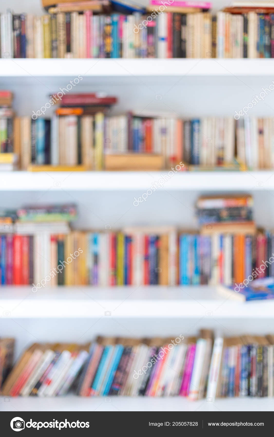Abstract Blurred Modern White Bookshelves Books Manuals