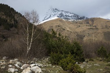 Dağ manzarası. Pitoresk gorge, yüksek dağlar ile panorama güzel bir manzara. Doğa Kuzey Kafkasya dağlarda dinlenme