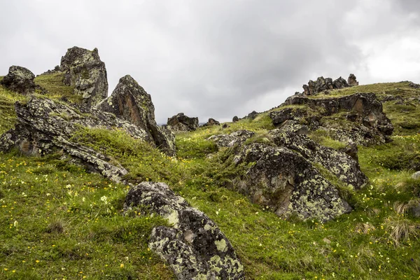 Dağ manzarası. Pitoresk gorge, yüksek dağlar ile panorama güzel bir manzara. Doğa Kuzey Kafkasya dağlarda dinlenme