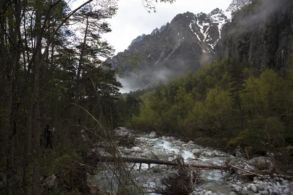 Гірський Ландшафт Прекрасним Видом Мальовничі Ущелини Панорама Високими Горами Природа Стокове Зображення