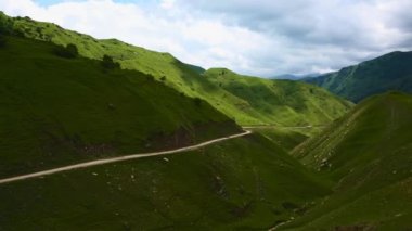 Dağ manzarası, yolun yüksek dağlarda. Kuzey Kafkasya seyahat