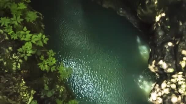 Гірська Річка Мальовничій Ущелині Прекрасним Видом Високих Скелях Дикої Природи — стокове відео