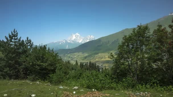Paesaggio Montano Panorama Pittoresco Con Alte Montagne Natura Del Caucaso — Video Stock