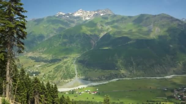 Paisagem Montanhosa Panorama Pitoresco Com Altas Montanhas Natureza Cáucaso — Vídeo de Stock