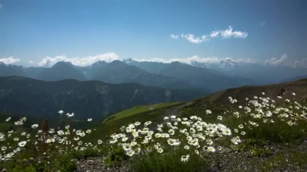 Paesaggio Montano Panorama Pittoresco Con Alte Montagne Natura Del Caucaso — Video Stock