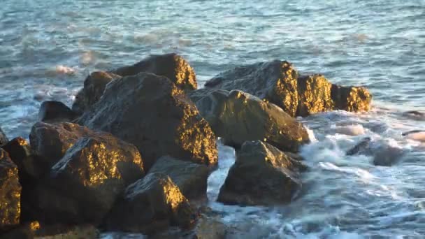 海滩上的海的衰落 海浪在海面上 海滩休息 美丽的自然 — 图库视频影像