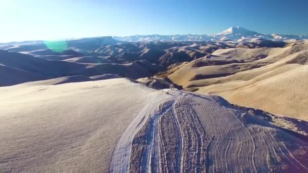 Flight Mountains Beautiful Top View Hillsides Nature North Caucasus — Stock Video