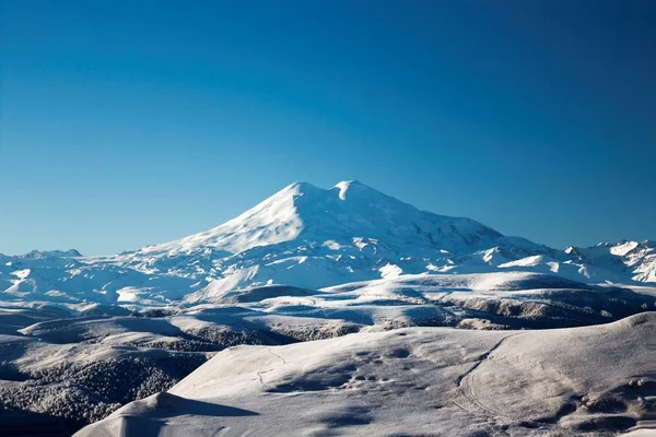 Ельбрус Прекрасний Вид Вершини Снігу Північному Кавказі Стокове Зображення
