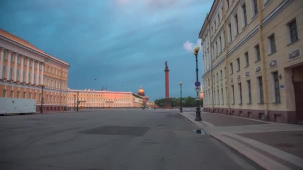 Praça Palácio Deserta Início Manhã Arquitetura São Petersburgo — Vídeo de Stock