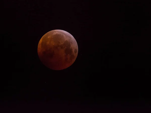 Amsterdam, The Netherlands - January 21, 2019: Super blood wolf moon, moon eclipse on sky