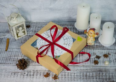 Mumlar, ışıklar ve firtree ile Noel dekorasyon seti