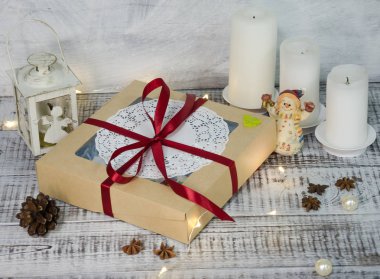 Mumlar, ışıklar ve firtree ile Noel dekorasyon seti