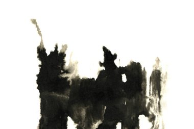 Soyut mürekkep arkaplanı. Mermer tarzı. Beyaz kağıda siyah boya dokusu. Ağ ve oyun tasarımı için duvar kağıdı. Grunge çamur sanatı. Kalem suyunun makro resmi. Koyu Smear