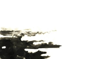 Soyut mürekkep arkaplanı. Mermer tarzı. Beyaz kağıda siyah boya dokusu. Ağ ve oyun tasarımı için duvar kağıdı. Grunge çamur sanatı. Kalem suyunun makro resmi. Koyu Smear