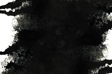 Soyut mürekkep arkaplanı. Mermer tarzı. Beyaz kağıda siyah boya dokusu. Ağ ve oyun tasarımı için duvar kağıdı. Grunge çamur sanatı. Kalem suyunun makro resmi. Koyu Smear
