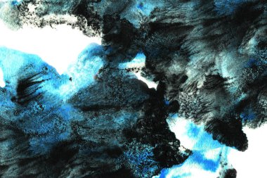 Soyut mürekkep arka plan. Mermer tarzı. Beyaz kağıt üzerinde siyah ve mavi boya kontur dokusu. İçin oyun ve web tasarım duvar kağıdı. Grunge çamur sanat. Görüntüyü kalem suyu. Karanlık Smear, gövde tasarımı