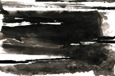 Soyut mürekkep arkaplanı. Mermer tarzı. Beyaz kağıda siyah boya dokusu. Ağ ve oyun tasarımı için duvar kağıdı. Grunge çamur sanatı. Kalem suyunun makro resmi. Koyu Smear